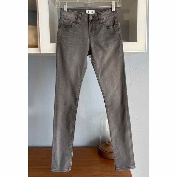 A.N.D. A New Denim Brand Mid Rise Ankle Skinny Jeans Grey - Picture 1 of 9